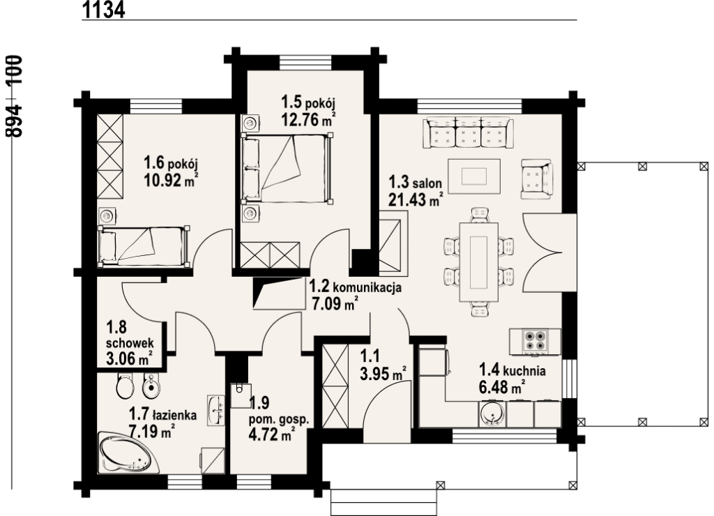 Bungalow Blockhaus 571-plan1