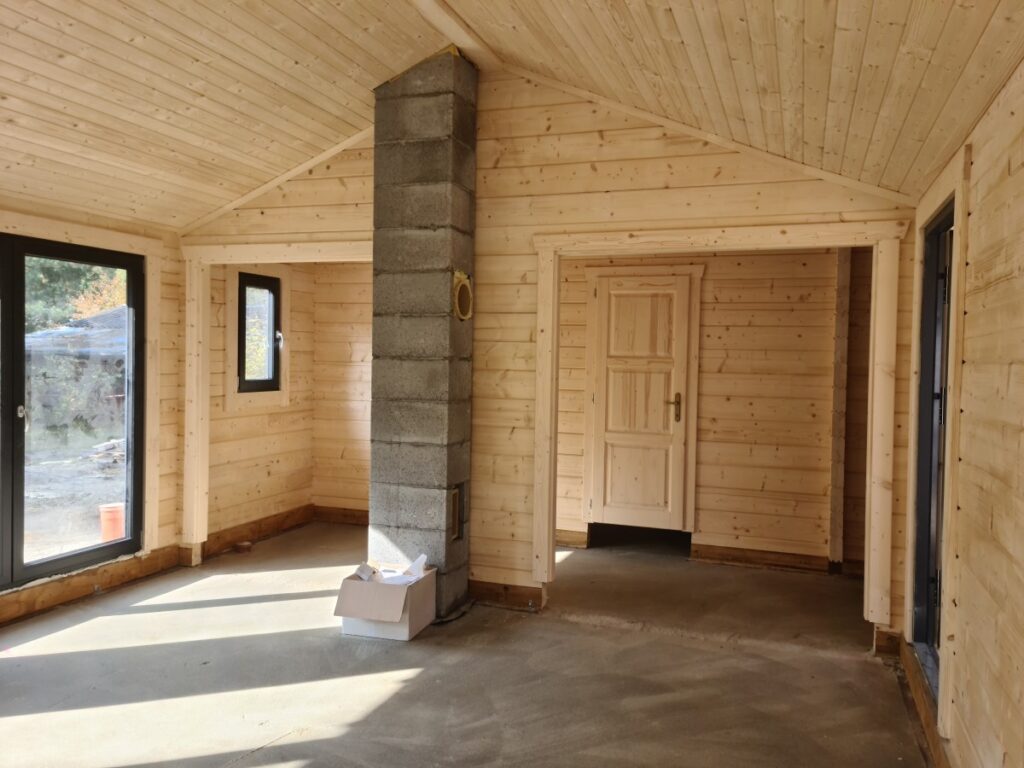 Holzhaus als Winkelbungalow